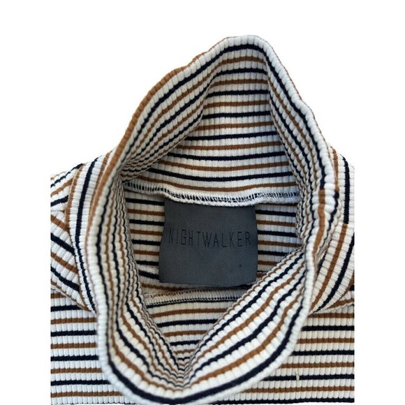 Nightwalker Clarissa Mock Neck Striped Ribbed Bodysuit Size M NWOT - Picture 6 of 9